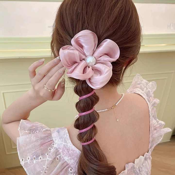 Braiding Spiral Hair Coil Rope Big Flower