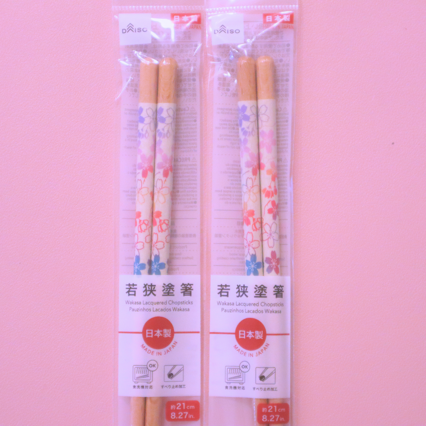 Japansk Wakasa Lacquered Chopsticks Dishwashable Sakura 21cm (Daiso)