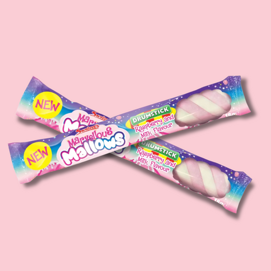 Marvellous Mallows Raspberry and Milk Drumstick Flavour Marshmallow 18g (Swizzels)