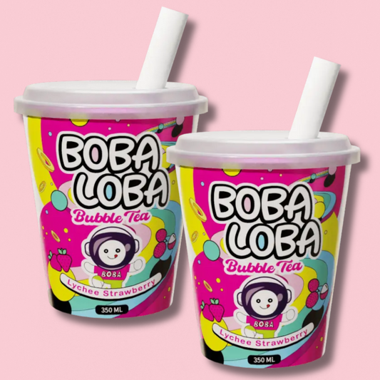 Popping Boba Bubble Tea Strawberry Lychee 350ml (Boba Loba)