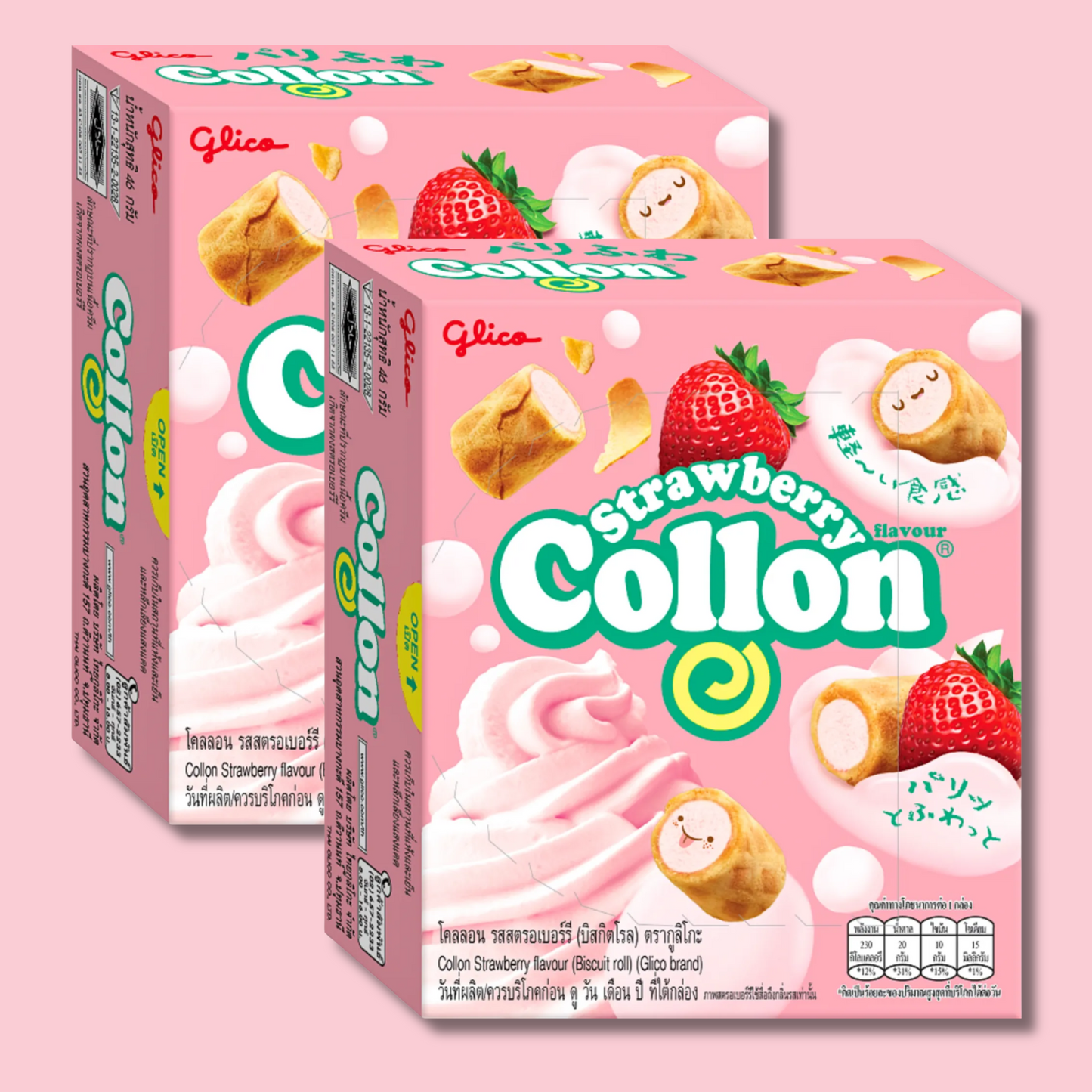 Collon Strawberry Biscuit Roll 46g (GLICO)