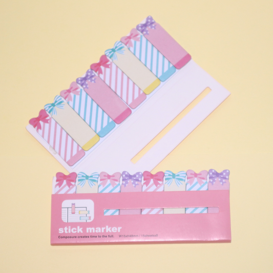 Sticky Notes Book Pink Kawaii Ribbon