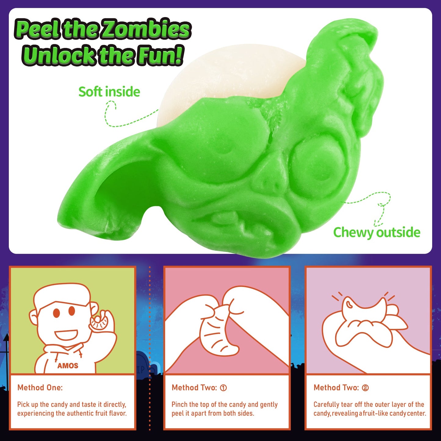 Halloween Peelerz Gummy Brain Zombies 65g (AMOS)