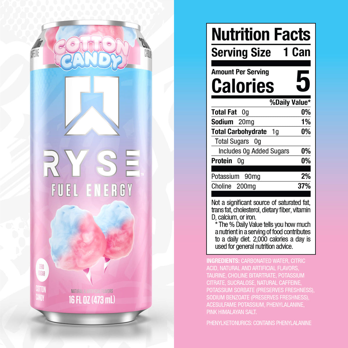 Ryse Fuel Energy Drink Cotton Candy 473ml