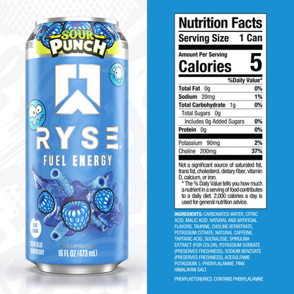 Ryse Fuel Energy Drink Sour Punch Sour Blue Raspberry 473ml
