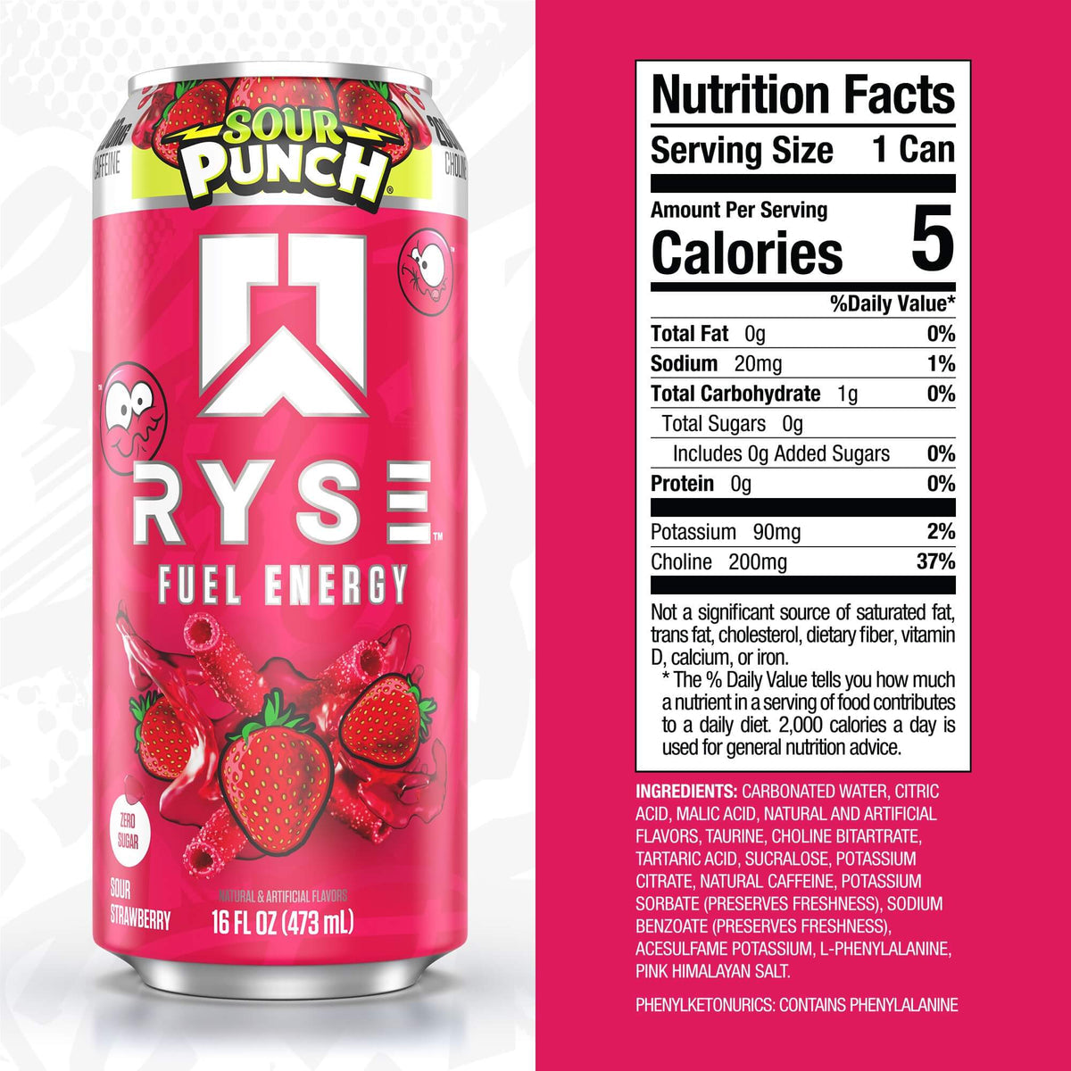Ryse Fuel Energy Drink Sour Punch Sour Strawberry 473ml