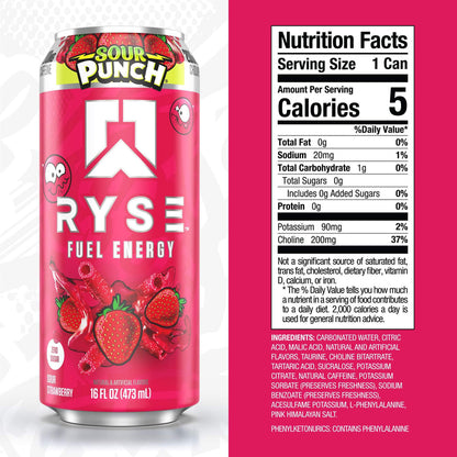 Ryse Fuel Energy Drink Sour Punch Sour Strawberry 473ml