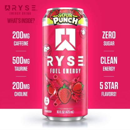 Ryse Fuel Energy Drink Sour Punch Sour Strawberry 473ml