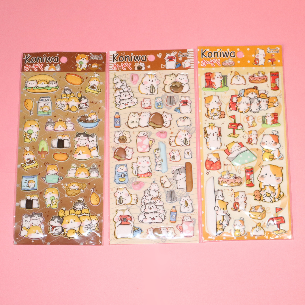 3D Foam Stickers Animal Puffy Sticker Koniwa Animal Family (NEKONI)