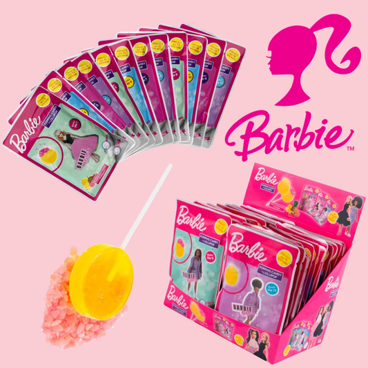 Barbie Popping Candy Lollipop med Tatovering 15g