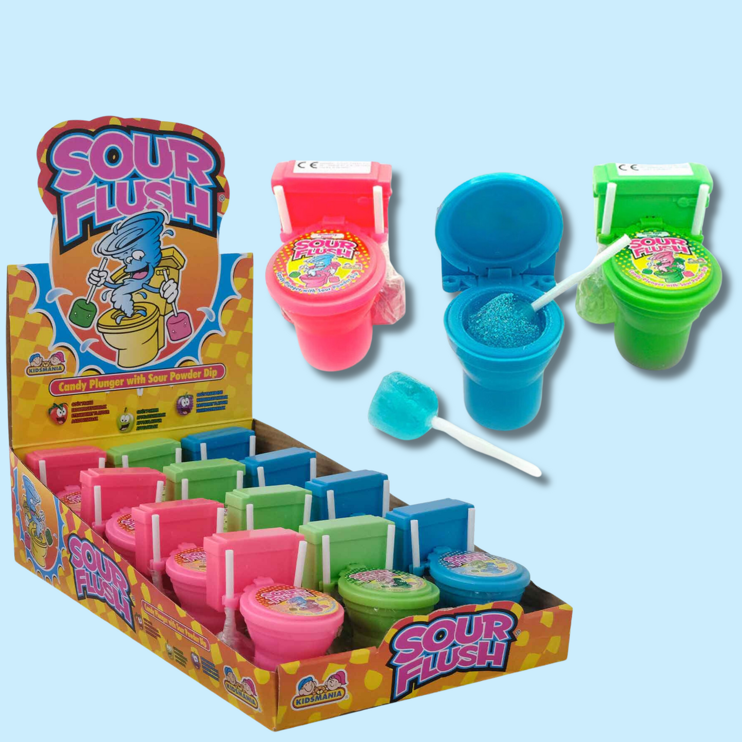 Sour Flush Candy Plunger With Sour Powder Dip 39g (Kids Mania)