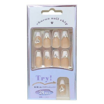 Press-On Nails White French 24pcs (KAMIO)