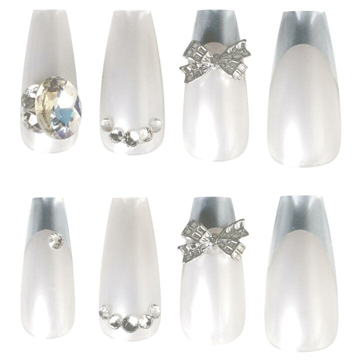Press-On Nails Pearl White 24pcs (KAMIO)