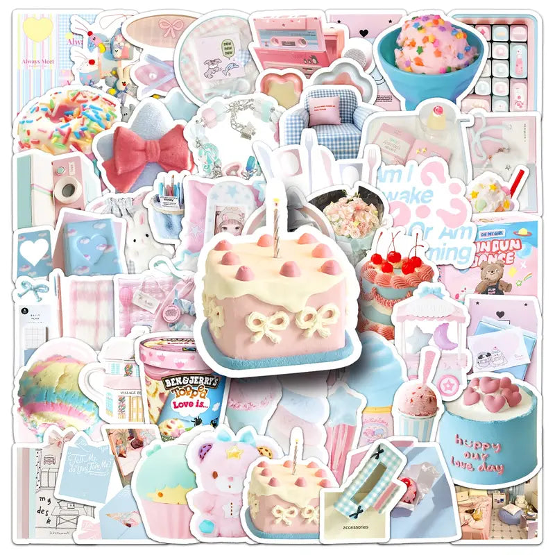 Sticker Flakes Blue & Pink Aesthetic Stickers