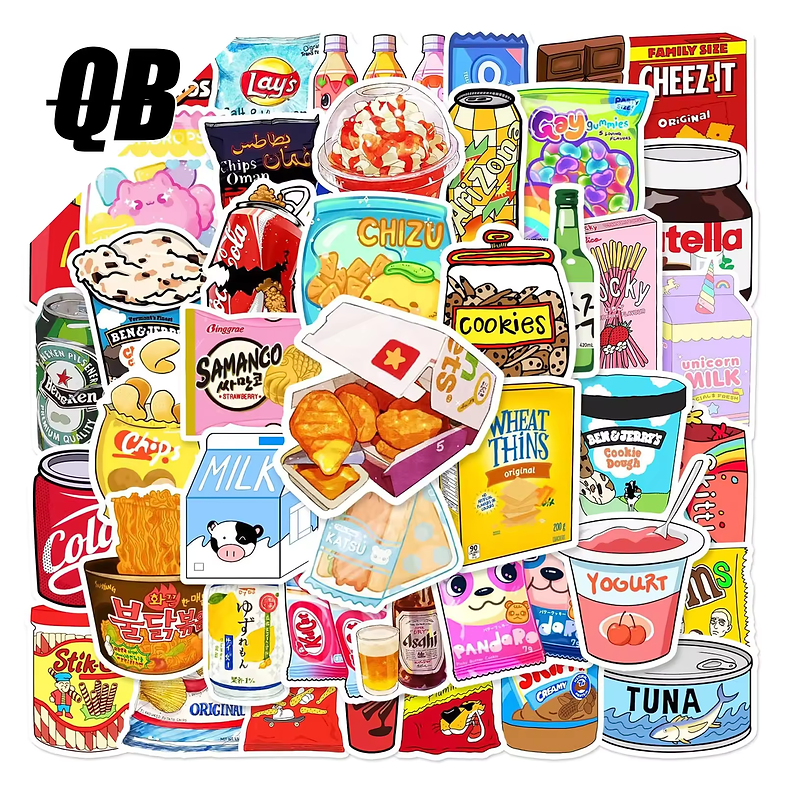 Sticker Flakes Trendy Snack Candy Drinks Milk