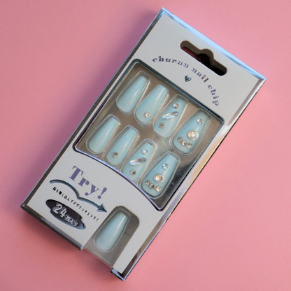 Press-On Nails Mint 24pcs (KAMIO)