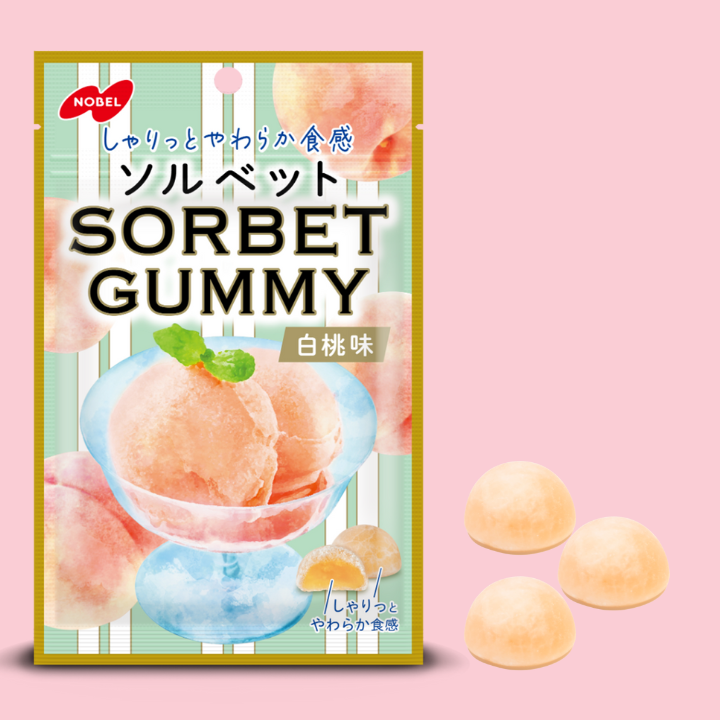 Sorbet Gummy White Peach Flavor 50g (Nobel)