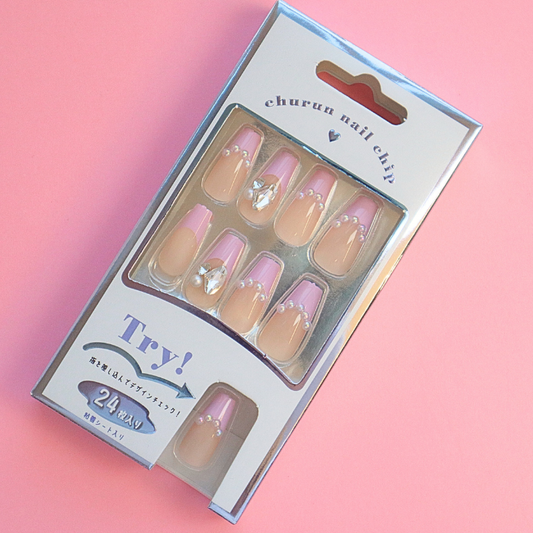Press-On Nails Purple French 24pcs (KAMIO)