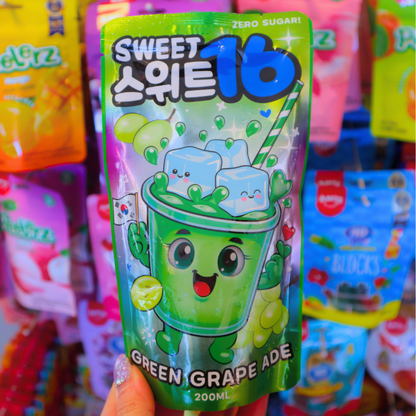 Pouch Drink Green Grape Ade 200ml (Sweet16)