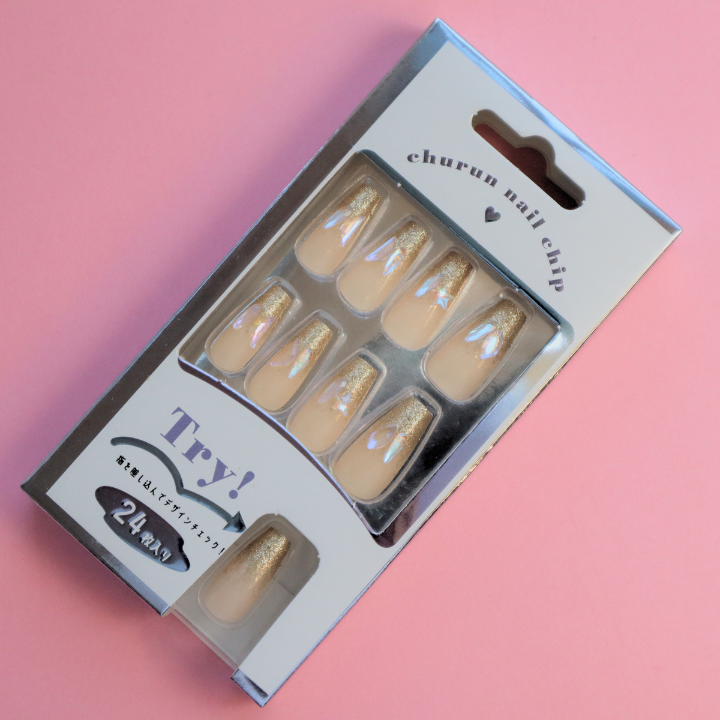 Press-On Nails Gold French 24pcs (KAMIO)