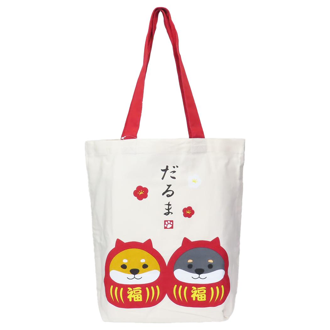 Japanese Tote Bag Ivory Shiba Daruma (FRIENDSHILL)