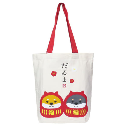 Japanese Tote Bag Ivory Shiba Daruma (FRIENDSHILL)
