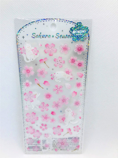 Sticker Sheet Stickers Glitter Sakura Animals (NEKONI)