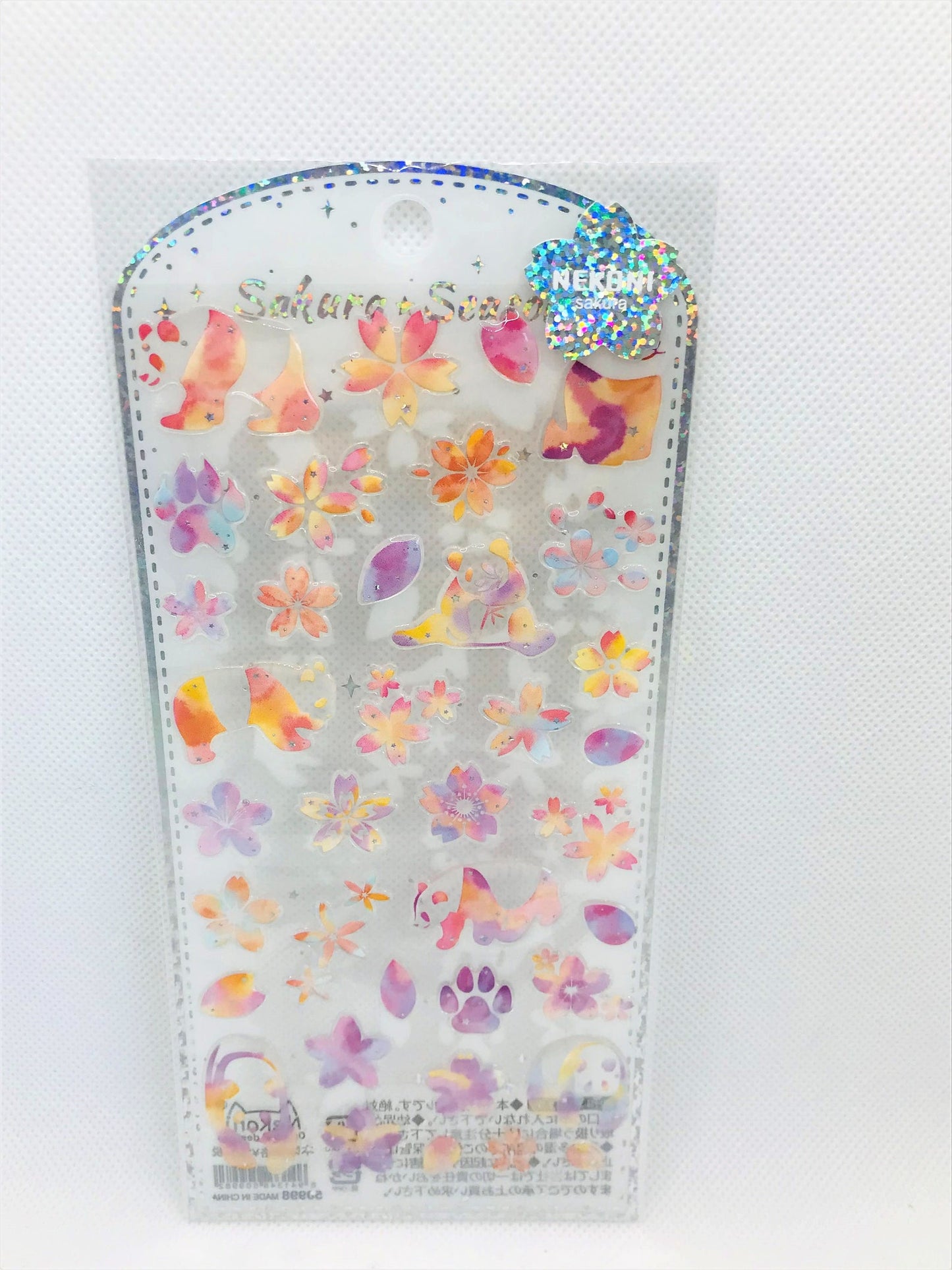 Sticker Sheet Stickers Glitter Sakura Animals (NEKONI)