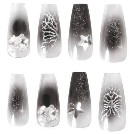 Press-On Nails Sheer Black 24pcs (KAMIO)