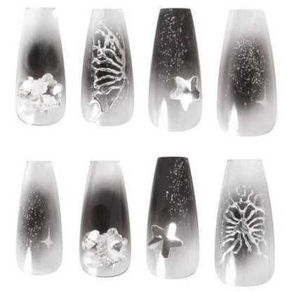 Press-On Nails Sheer Black 24pcs (KAMIO)