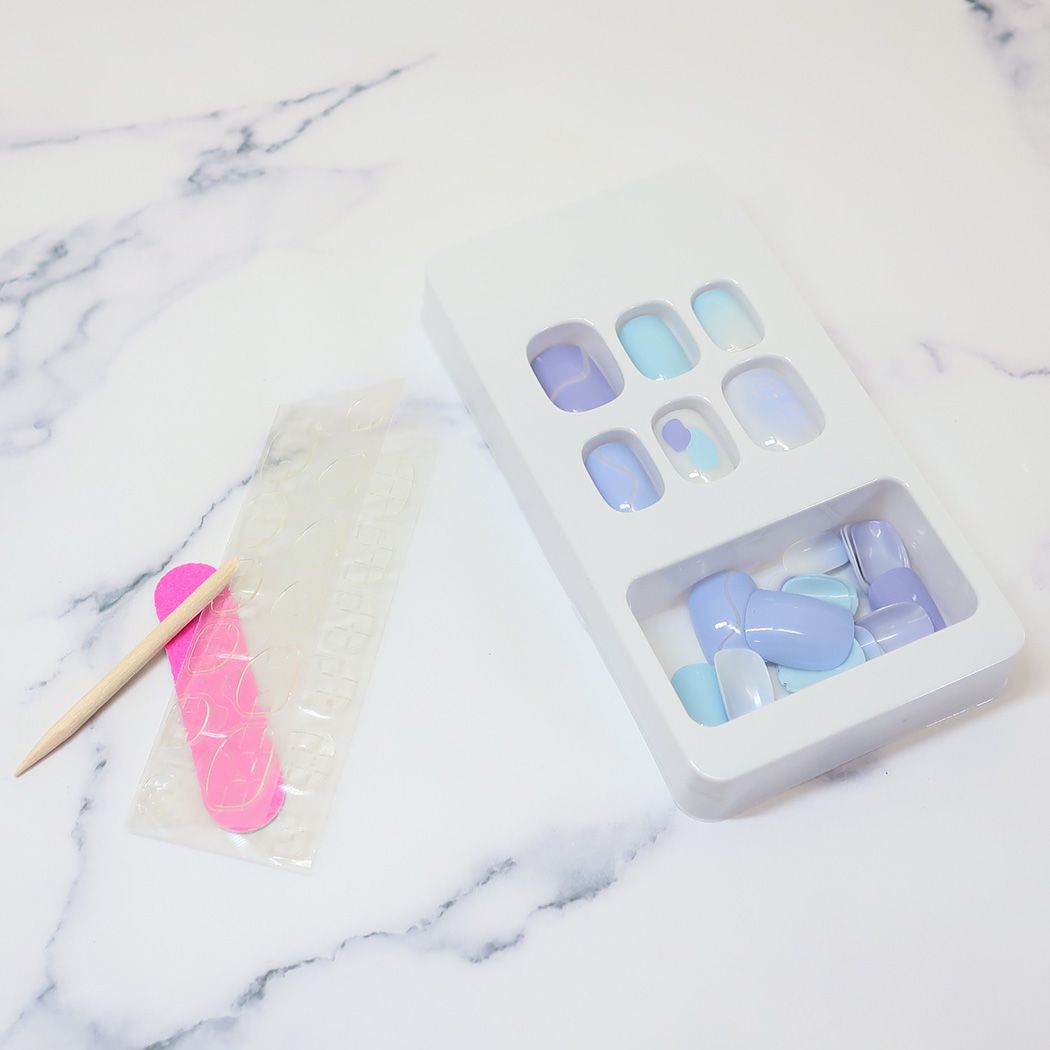 Press-On Nails Blue 24pcs (KAMIO)