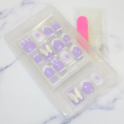 Press-On Nails Fairy Purple 24pcs (KAMIO)