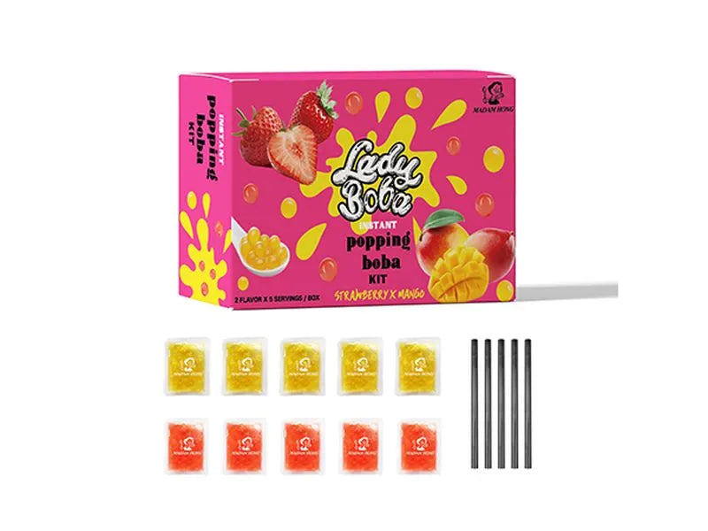 Popping Boba Kit Lychee Green Tea & Strawberry 3set (MADAM HONG)
