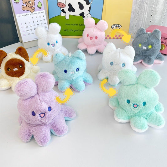 Plush Keychain Reversible Octopus & Rabbit