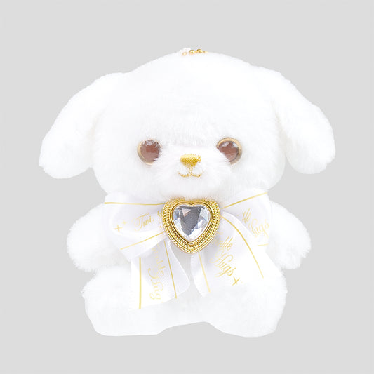 Plushy Keychain Twinkle White Hugs White Dog (YELL)
